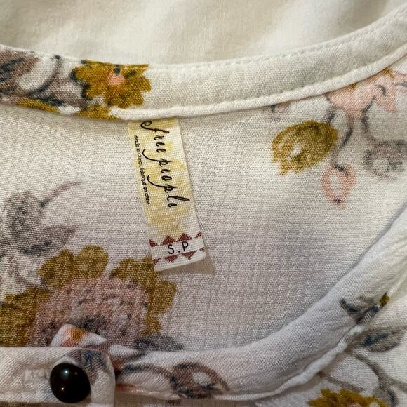 Free People White Gardenia Retro Print Tunic Mini Swing Dress size S - Picture 4 of 14